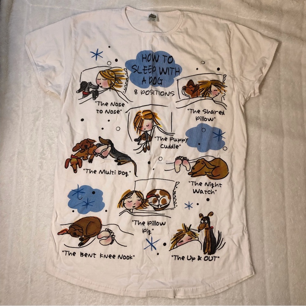 ‘how to sleep with a dog’ night shirt